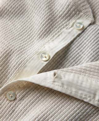 Honeycomb Waffle Knit Henley Long Sleeve T-Shirt