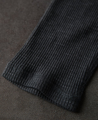 Honeycomb Waffle Knit Henley Long Sleeve T-Shirt