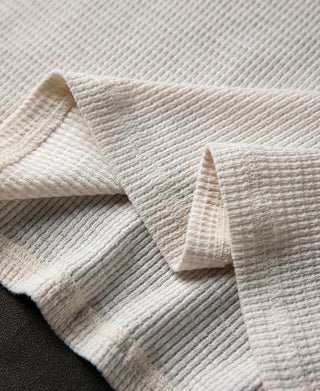Honeycomb Waffle Knit Henley Long Sleeve T-Shirt