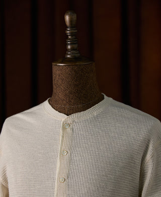 Honeycomb Waffle Knit Henley Long Sleeve T-Shirt