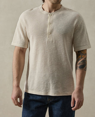 Honeycomb Waffle Knit Henley T-shirt