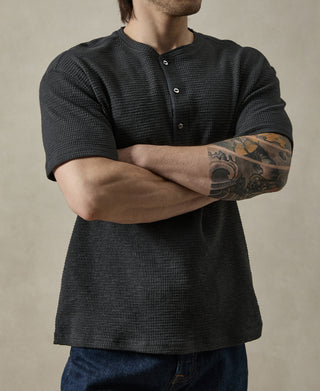 Honeycomb Waffle Knit Henley T-shirt