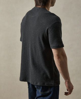 Honeycomb Waffle Knit Henley T-shirt