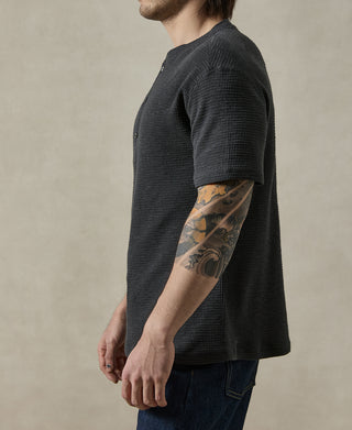 Honeycomb Waffle Knit Henley T-shirt