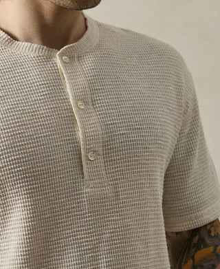 Honeycomb Waffle Knit Henley T-shirt