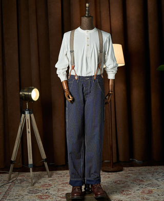 Indigo Wabash Stripe Work Trousers