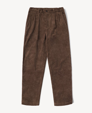 Straight-Leg Double Pleated Cotton-Corduroy Trousers