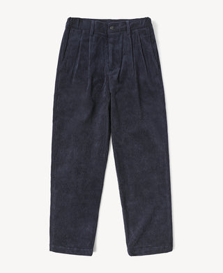 Straight-Leg Double Pleated Cotton-Corduroy Trousers