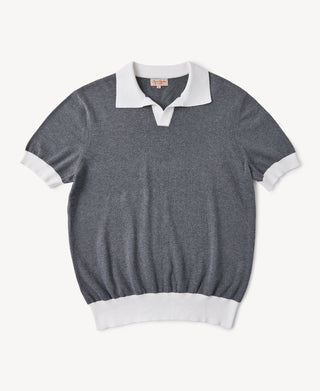 Two-Tone Johnny Collar Cotton Polo Shirt