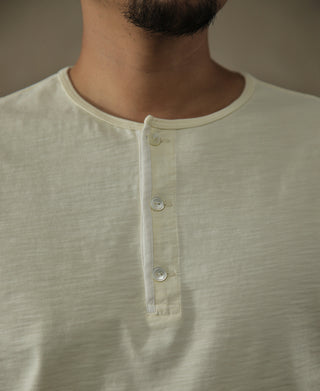 1900s Slub Cotton Short-Sleeve Henley Shirt