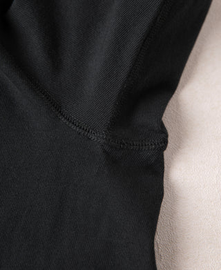 underarm stitching of Heavyweight Cotton Tubular Short-Sleeve Henley Shirt in Black