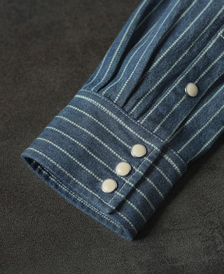 Slim Fit Wabash Striped Indigo Western Shirt