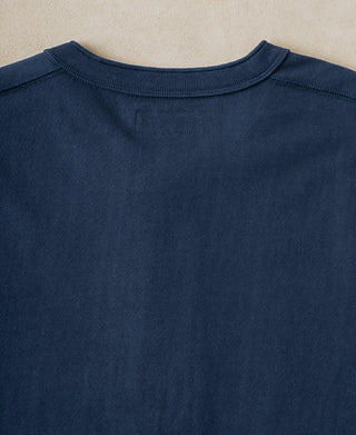 back detail of Heavyweight Cotton Tubular Short-Sleeve Henley Shirt in Navy