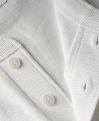 placket detail of Heavyweight Cotton Tubular Short-Sleeve Henley Shirt in White