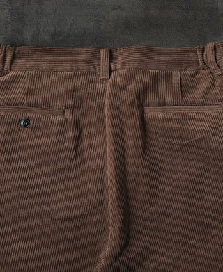 Straight-Leg Double Pleated Cotton-Corduroy Trousers