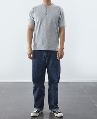 Heavyweight Cotton Tubular Short-Sleeve Henley Shirt