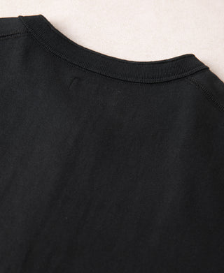 back detail of Heavyweight Cotton Tubular Short-Sleeve Henley Shirt in Black