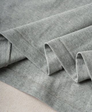 hem detail of Heavyweight Cotton Tubular Short-Sleeve Henley Shirt in Gray