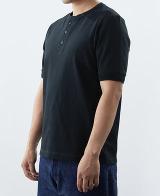 Heavyweight Cotton Tubular Short-Sleeve Henley Shirt