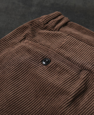 Straight-Leg Double Pleated Cotton-Corduroy Trousers