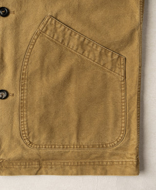 Large stitched patch pocket on the canvas jacket front