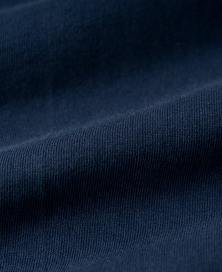 fabric texture of Heavyweight Cotton Tubular Short-Sleeve Henley Shirt in Navy