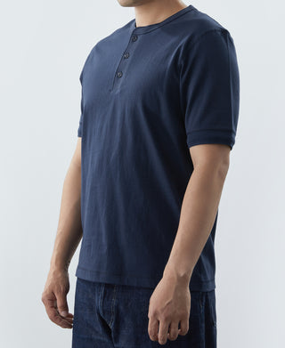 Heavyweight Cotton Tubular Short-Sleeve Henley Shirt