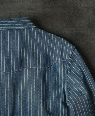 Slim Fit Wabash Striped Indigo Western Shirt