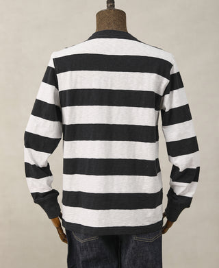 Slub Cotton Wide Striped Long-Sleeve T-Shirt