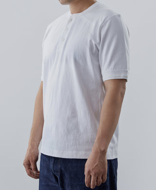 Heavyweight Cotton Tubular Short-Sleeve Henley Shirt