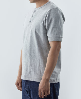 Heavyweight Cotton Tubular Short-Sleeve Henley Shirt