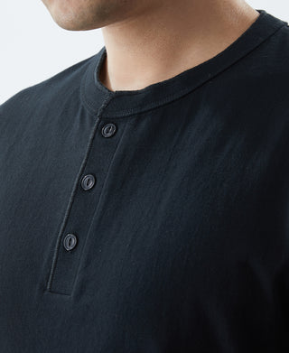 Heavyweight Cotton Tubular Short-Sleeve Henley Shirt