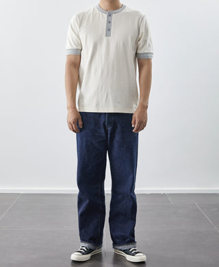 Heavyweight Cotton Tubular Short-Sleeve Henley Shirt