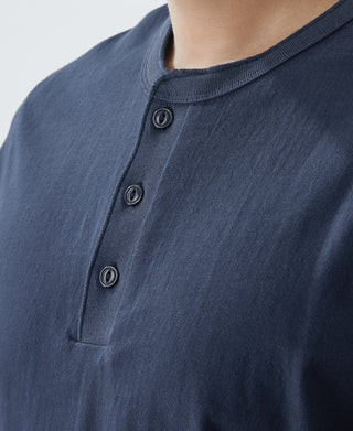 Heavyweight Cotton Tubular Short-Sleeve Henley Shirt