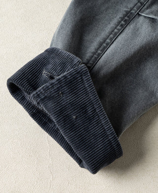 Gray-blue canvas sleeve cuff with ribbed knit inner cuff