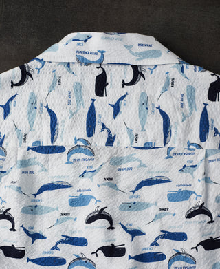 Marine Life Printed Seersucker Short Sleeve Camp Shirt