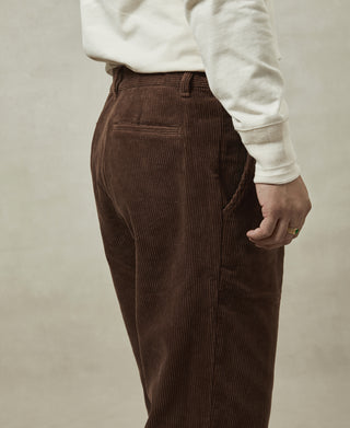 Straight-Leg Double Pleated Cotton-Corduroy Trousers