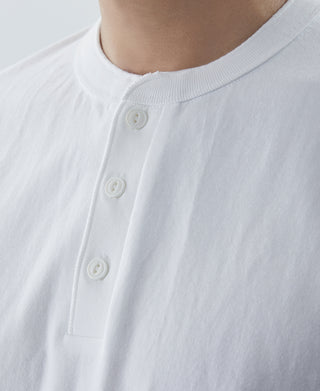 Heavyweight Cotton Tubular Short-Sleeve Henley Shirt