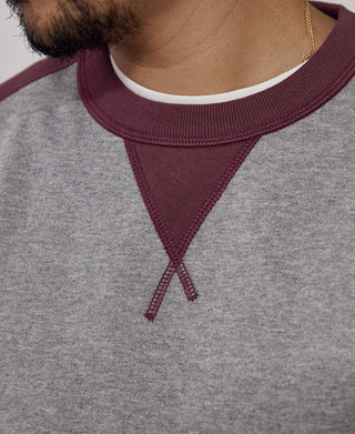 Contrast-Tipped Loopwheel Crewneck Sweatshirt