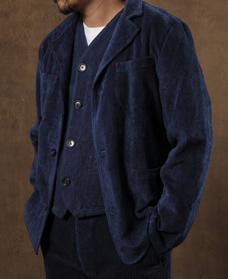 French Indigo-Dyed Corduroy Work Jacket