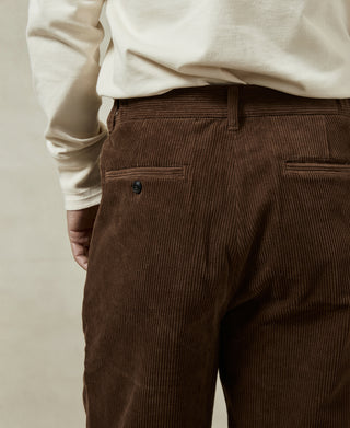 Straight-Leg Double Pleated Cotton-Corduroy Trousers