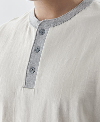 Heavyweight Cotton Tubular Short-Sleeve Henley Shirt