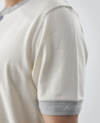 Heavyweight Cotton Tubular Short-Sleeve Henley Shirt