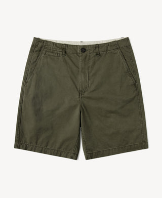 1930s Washed Officer Chino Shorts in Olive