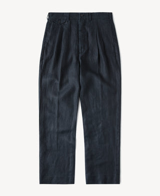 1940s Double-Pleated Pure Hemp Pants in Black
