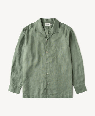 1950s Italian Collar Linen Shirt in Sage