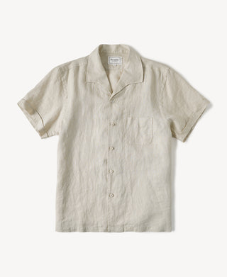 1950s Italian Collar Linen Short Sleeve Shirt