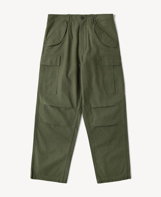 Olive field cargo pants with drawstring waist and front cargo pockets