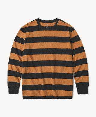 Slub Cotton Wide Striped Long-Sleeve T-Shirt