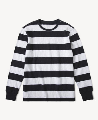 Slub Cotton Wide Striped Long-Sleeve T-Shirt